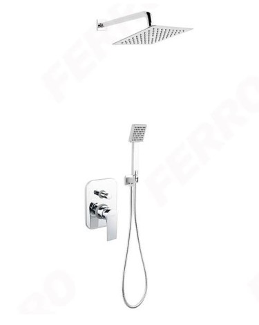 Ferro Algeo Square deszczownia zestaw podtynkowy chrom