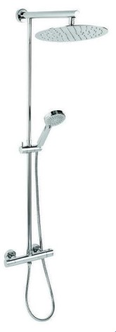 Ferro Trevi deszczownia stalowa z baterią termostatyczną chrom