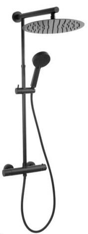 Ferro Trevi deszczownia stalowa z baterią termostatyczną czarna