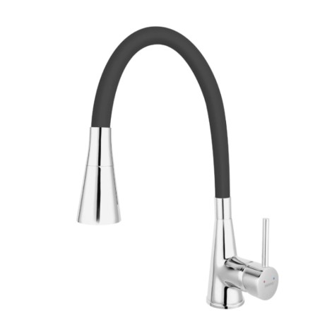 Ferro Zumba II bateria zlewozmywakowa z 2-funkcyjną, czarną, elastyczną wylewką