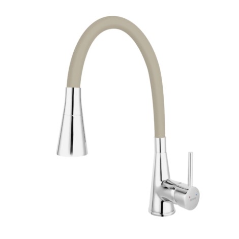 Ferro Zumba II bateria zlewozmywakowa z 2-funkcyjną, beżową, elastyczną wylewką