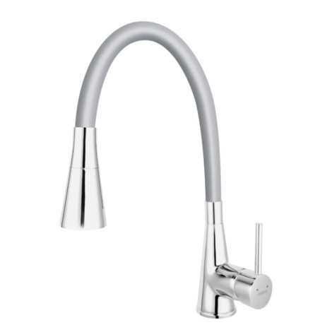 Ferro Zumba II bateria zlewozmywakowa z 2-funkcyjną, szarą, elastyczną wylewką