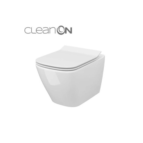 Cersanit City Square miska WC wisząca Clean On w zestawie z deską wolnoopadającą