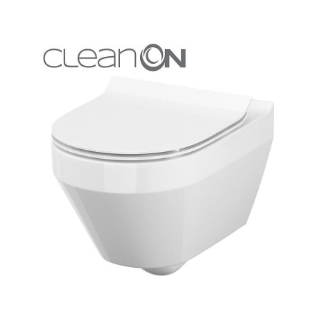 Cersanit Crea owalna miska WC wisząca Clean On w zestawie z deską wolnoopadającą slim