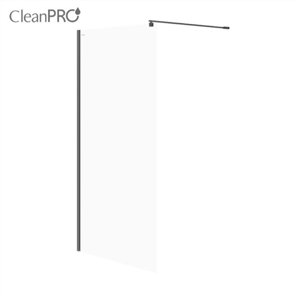 Cersanit Mille kabina prysznicowa walk-in profil czarny 100 x 200 cm.