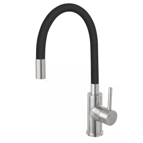 Ferro Zumba bateria zlewozmywakowa stojąca z elastyczną wylewką inox-czarny