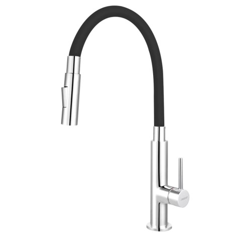 Ferro Zumba Slim bateria zlewozmywakowa elastyczna wylewka 2-funkcyjna czarny-chrom