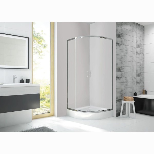 Sanplast KP4/Fris kabina prysznicowa półokragła + brodzik zintegrowany 90 x 90 cm szkło W0.