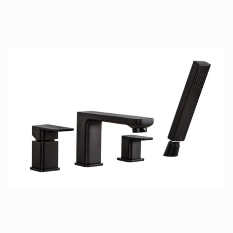 Valvex Loft Black bateria wannowa 4-otworowa stojąca czarna.