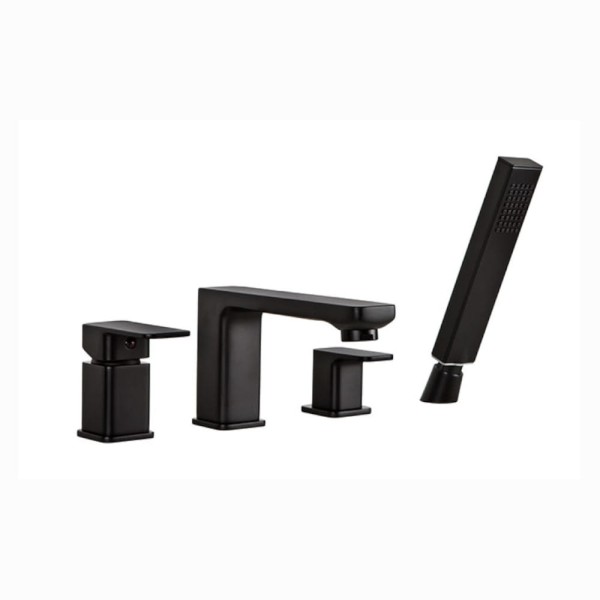 Valvex Loft Black bateria wannowa 4-otworowa stojąca czarna.