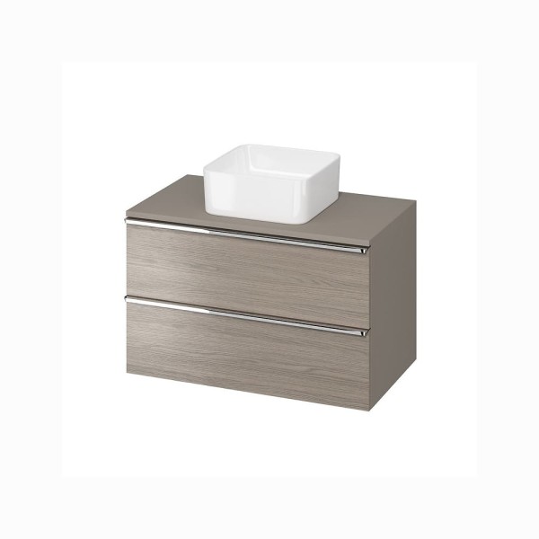 Cersanit Virgo szafka z blatem 80 cm szara i z uchwytami chrom.