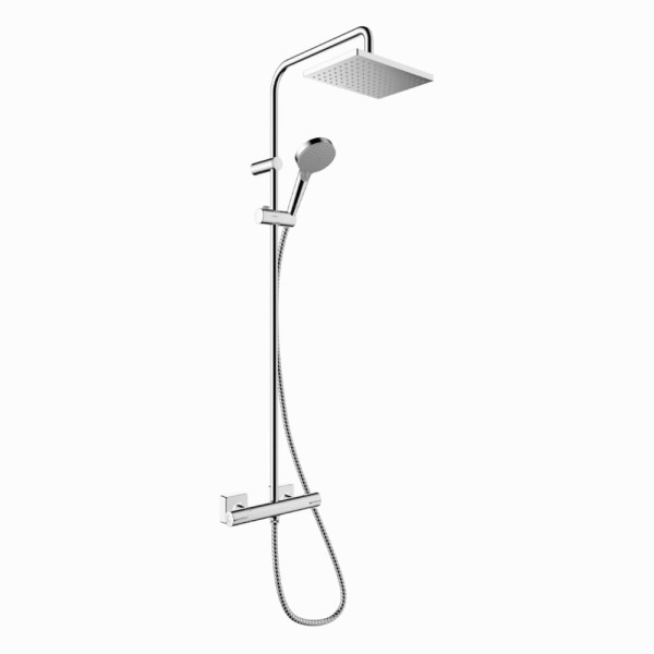 Hansgrohe Vernis Shape Showerpipe  deszczownia z baterią termostatyczną kwadratową chrom.