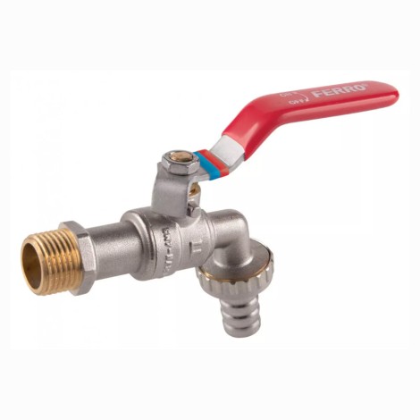 Ferro zawór kulowy czerpalny 3/4" z metalową złączką.