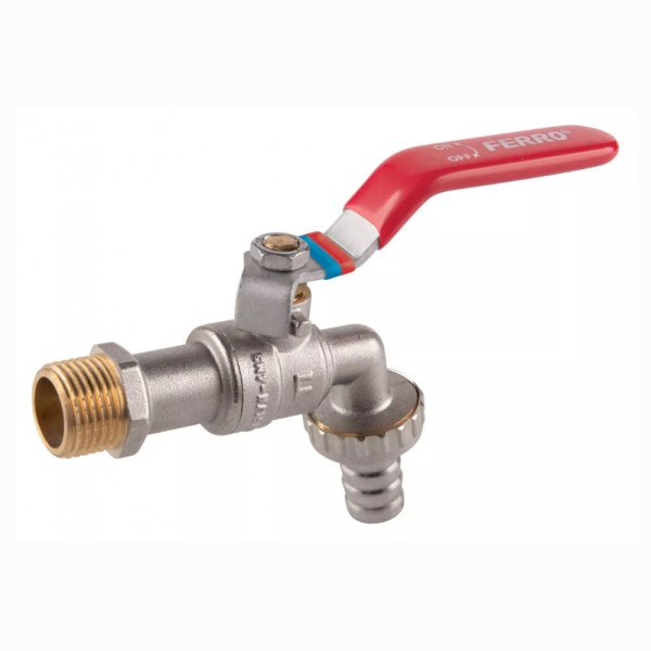 Ferro zawór kulowy czerpalny 3/4" z metalową złączką.