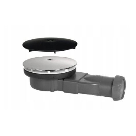 Tycner syfon brodzikowy niski Slim FI90 z membraną wymienną+ dwa grzybki chrom i czarny