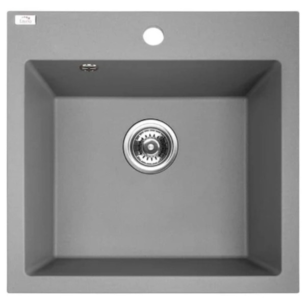 Laveo Alena zlewozmywak granitowy 1 komorowy 490x490x215 szary syfon + korek