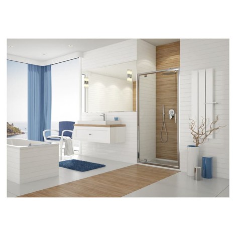 Sanplast Drzwi 1-elementowe  DJ/TX5B 90 szkło ze wzorem profil srebrny