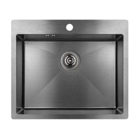 Laveo Marmara zlewozmywak 1 komorowy 510x590x200 grafit + syfon.