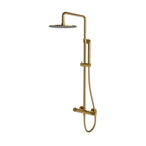 Omnires Contour termostatyczny system prysznicowo natynkowy złoty szczotkowany