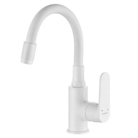 Kuchinox Dima bateria umywalkowa stojąca z elastyczną wylewką biała