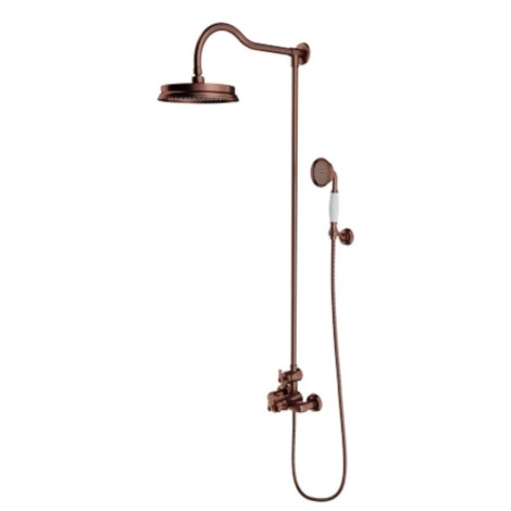 Omnires Armance  termostatyczny system prysznicowy natynkowy miedź antyczna.