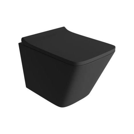 Lavita Lago Black miska WC wisząca bezkołnierzowa z deską wolnoopadającą