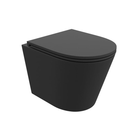 Lavita Galve Black miska WC wisząca bezkołnierzowa z deską wolnoopadającą
