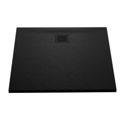 New Trendy Mori brodzik konglomeratowy kwadratowy czarny 90x90x3,5 cm