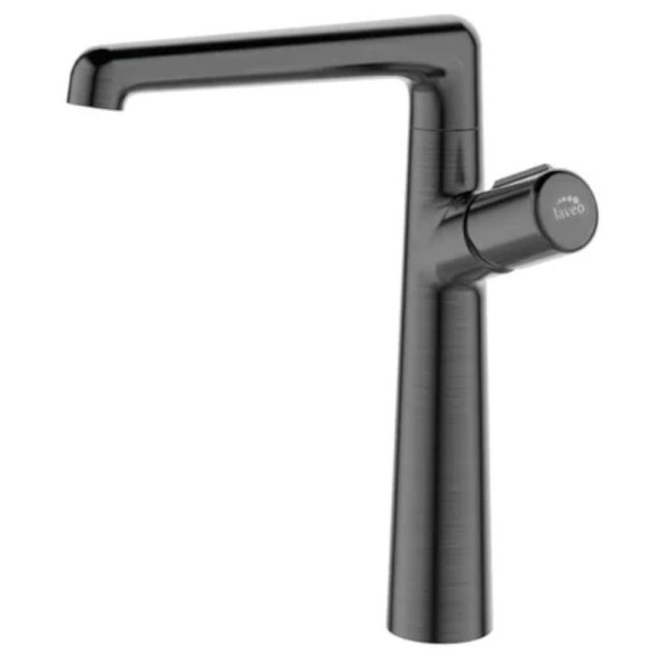 Laveo Pretto bateria zlewozmywakowa stojąca z wylewką L grafit