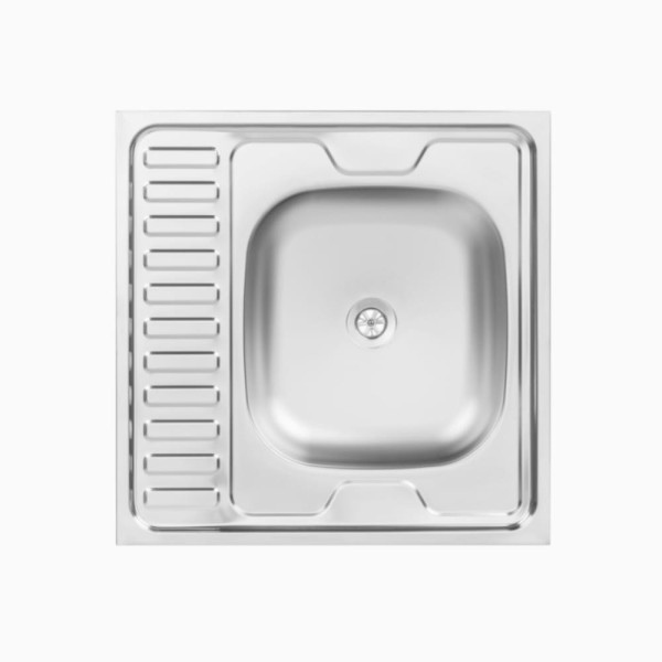 Kuchinox zlewozmywak stalowy nakładany 1 komorowy z półociekaczem gładki  inox 60x60x16