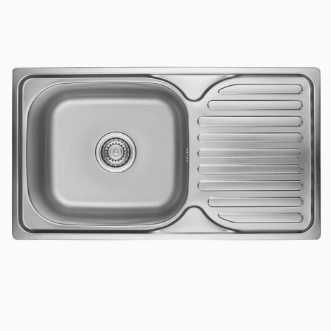 Kuchinox Orion zlewozmywak stalowy wpuszczany 1 komorowy z ociekaczem len inox 43,5x76x14 cm