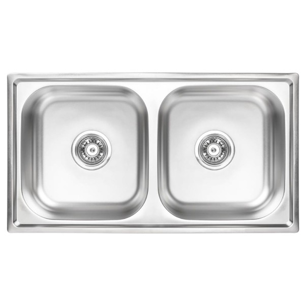 Kuchinox Standard zlew stalowy wpuszczany 2 komorowy gładki inox