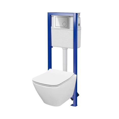 Cersanit City Square zestaw podtynkowy Economy + miska wc + deska + przycisk chrom