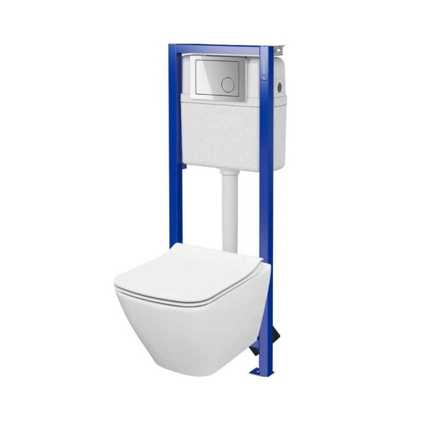 Cersanit City Square zestaw podtynkowy Economy + miska wc + deska + przycisk chrom