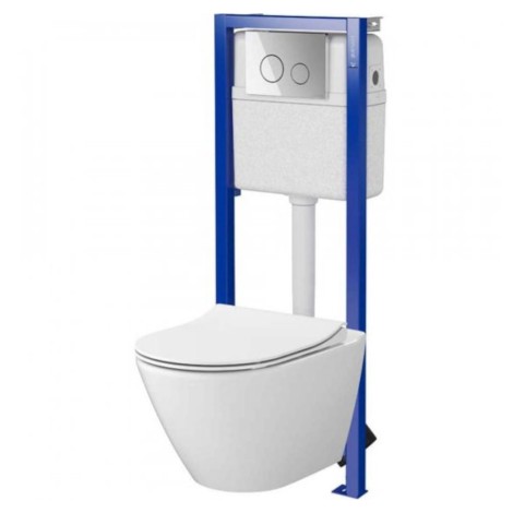 Cersanit City Oval zestaw podtynkowy Economy + miska wc  + deska + przycisk chrom