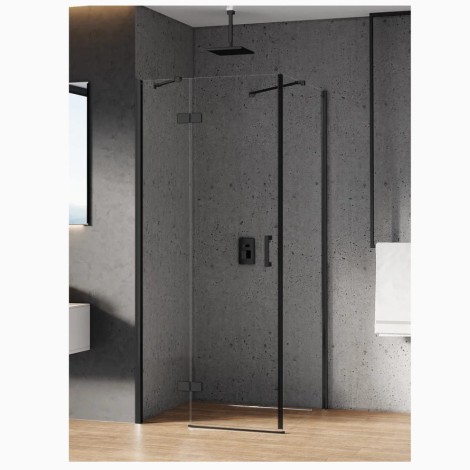 New Trendy New Renoma kabina prostokątna lewa black 100x90x195 cm