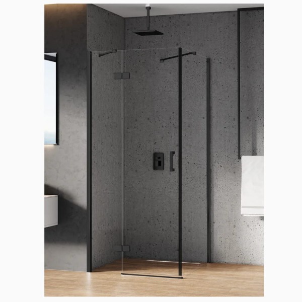 New Trendy New Renoma kabina prostokątna lewa black 100x90x195 cm