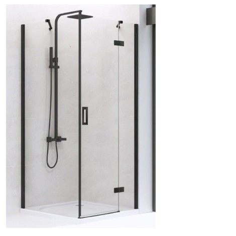 New Trendy kabina New Renoma black prostokątna prawa 100x80x195 cm