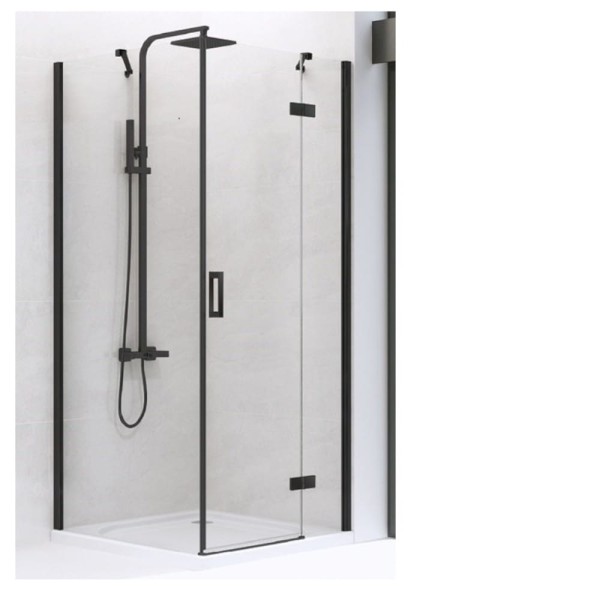 New Trendy kabina New Renoma black prostokątna prawa 100x80x195 cm