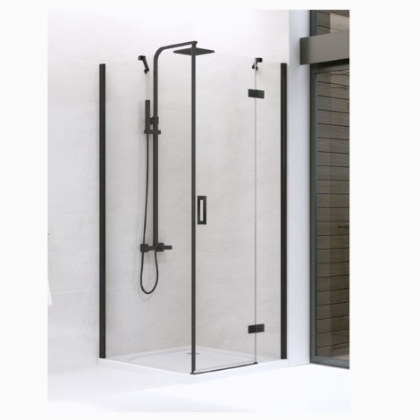 New Trendy New Renoma kabina kwadratowa prawa black 80x80x195 cm
