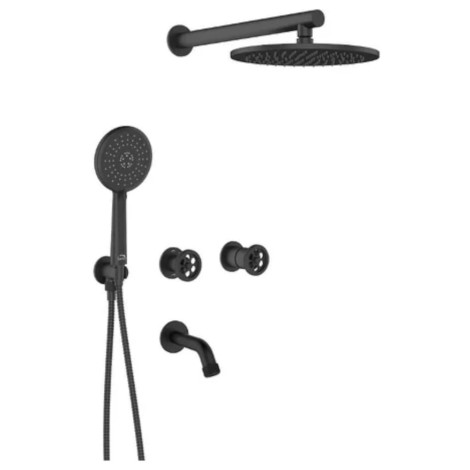 Laveo Muro bateria wannowo-natryskowa podtynkowa z zestawem czarna