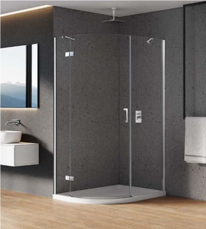 New Trendy New Merana kabina asymetryczna półokrągła lewa chrom 120x85x195 cm
