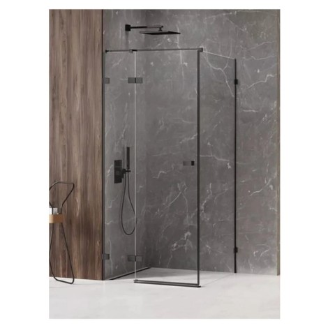 New Trendy Avexa prostokątna lewa czarna 90x80x200 cm