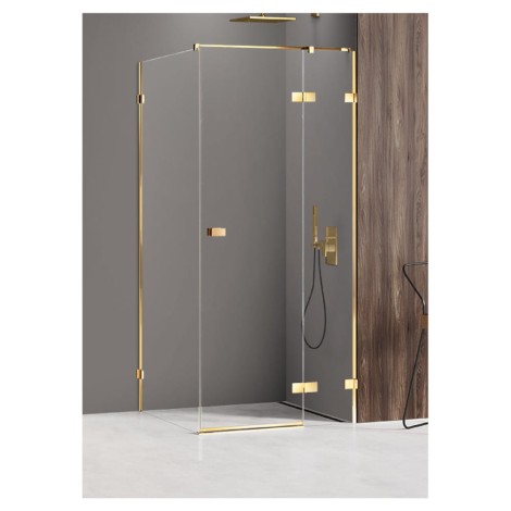 New Trendy Avexa kabina prostokątna gold prawa 120x80x200 cm