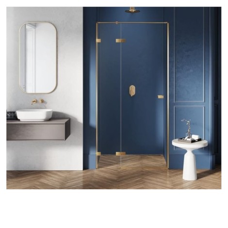 New Trendy Avexa drzwi prysznicowe lewe gold brushed 90x200 cm