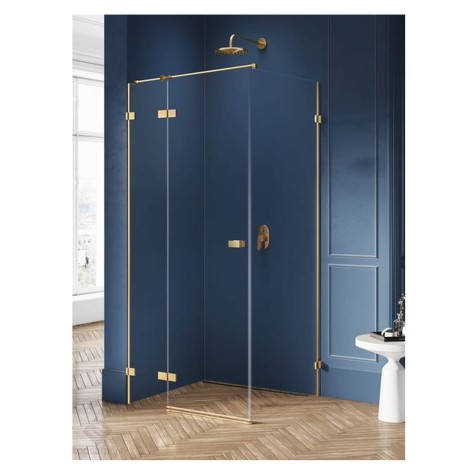 New Trendy Avexa kabina kwadratowa lewa gold brushed 100x100x200 cm