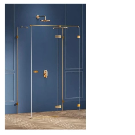 New Trendy Avexa gold brushed prostokątna przyścienna prawa 100x90x200 cm