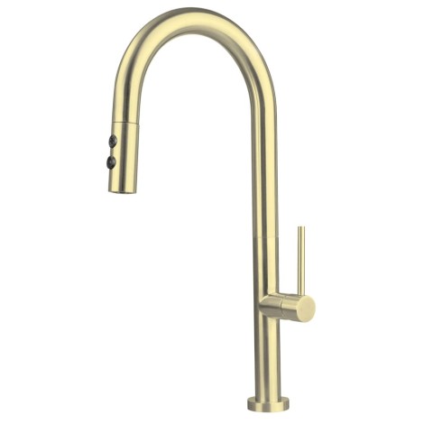 Deante Olfato bateria zlewozmywakowa z wyciąganą słuchawką złoto szczotkowane