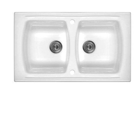 Deante Lusitano zlewozmywak ceramiczny 2-komorowy 86,0x50,0x22,0 cm.