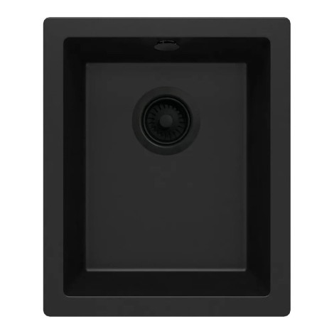Deante Corda zlewozmywak granitowy jednokomorowy podwieszany 46x38 nero + osprzęt